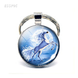2019 Hot Horse Keychain Art Photo Glass Cabochon Jewelry Key Chain Car Key Ring Animal Pendant Handmade Gifts Dropshipping