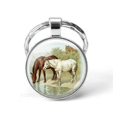 2019 Hot Horse Keychain Art Photo Glass Cabochon Jewelry Key Chain Car Key Ring Animal Pendant Handmade Gifts Dropshipping