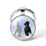 2019 Hot Horse Keychain Art Photo Glass Cabochon Jewelry Key Chain Car Key Ring Animal Pendant Handmade Gifts Dropshipping