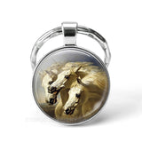 2019 Hot Horse Keychain Art Photo Glass Cabochon Jewelry Key Chain Car Key Ring Animal Pendant Handmade Gifts Dropshipping