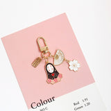Cartoon Japan Anime Spirited Away Gold Keychain For Girl Women Key Chains Ring Car Bag Pendent Charm Airpods Accessories D375