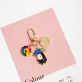 Cartoon Japan Anime Spirited Away Gold Keychain For Girl Women Key Chains Ring Car Bag Pendent Charm Airpods Accessories D375