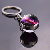 Full Moon Jupiter Planet Keychain Double Sided Glass Ball Cabochon Jewelry Galaxy Stars Nebula Ball Pendant Key Chain Men Gifts
