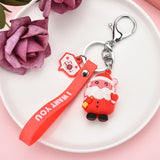 Santa Claus Keychain Car Soft Cartoon Bag Pendant Key chain Christmas KeyRing Elk Gift Doll Pendant Christmas present K2346