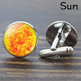 Full Moon Solar System Planet for Men Cufflinks Set Galaxy Nebula Earth Sun Jupiter Jewelry Suit Shirt Silver Cuff Links Gift
