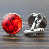 Full Moon Solar System Planet for Men Cufflinks Set Galaxy Nebula Earth Sun Jupiter Jewelry Suit Shirt Silver Cuff Links Gift