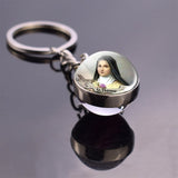 St Patrick St Michael Glass Ball Keychain Keyring Saint Angel Protection Key Chain Ring Religious Jewelry Christian Gifts