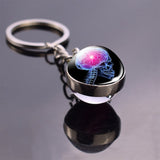 Human Head Skull Keychain Pendant Anatomy Science Brain Keychain Keyring Double Side Ball Key Chain Key Holder Doctor's Gift