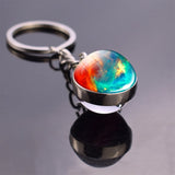 Full Moon Sphere Crystal Ball Glass keychain Handmade Double Side Glass Ball Pendant Solar System Galaxy Astronomy Jewelry