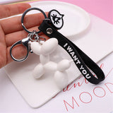 Cartoon Balloon Dog Keychain Colorful Soft Rubber PVC Lovely Dog Keychains For Women Key Chain Car Key Ring Bag Pendant Jewelry