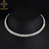TREAZY Bridal Fashion Crystal Rhinestone Choker Necklace Women Wedding Accessories Silver Chain Chokers Jewelry Collier Femme