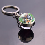 German Shepherd Dog Angel Key Ring Pet Dog Jewelry Charm Double Sided Glass Ball Keychain Animal Dog Cute Fashion Accessories