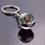German Shepherd Dog Angel Key Ring Pet Dog Jewelry Charm Double Sided Glass Ball Keychain Animal Dog Cute Fashion Accessories