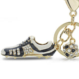 Crystal Football Soccer Shoes Rhinestone Keychains For Car Purse Bag Buckle Pendant Keyrings Key Chains Women Gift K258