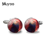 2018 New Red Nebula Galaxy Cufflinks Space Universe Cuff  Wedding Gifts Groom Cufflink Silver Handcraft Cuff link Glass