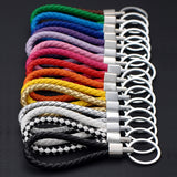 Fashion Handmade Leather Rope Woven Keychain Metal key rings Key Chains Men or Women Key Holder Key Cover  Auto Keyring Gifts