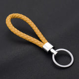 Fashion Handmade Leather Rope Woven Keychain Metal key rings Key Chains Men or Women Key Holder Key Cover  Auto Keyring Gifts