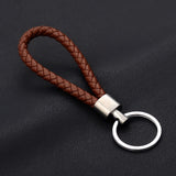 Fashion Handmade Leather Rope Woven Keychain Metal key rings Key Chains Men or Women Key Holder Key Cover  Auto Keyring Gifts