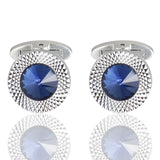 Luxury Shirt Fashion Cufflink for mens Brand Blue Crystal Opal Cuff links Button High Quality Luxury for Wedding Groom