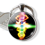 7 Chakra Yoga Om Symbol Keychain Pendant Men Women Vintage Car Key Chain Key Rings Indian Meditation Jewelry