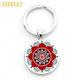 TAFREE 2017 new mandala flower of life keychain classic budddhist  sacred geometry women key chain holder for car bag CT323