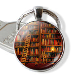 Books and Library Keychain " So Many Books, So Little Time " Quotes Glass Cabochon Pendant Women Fashion Jewelry Gift for Friend