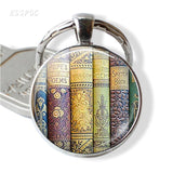 Books and Library Keychain " So Many Books, So Little Time " Quotes Glass Cabochon Pendant Women Fashion Jewelry Gift for Friend