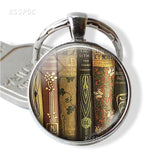Books and Library Keychain " So Many Books, So Little Time " Quotes Glass Cabochon Pendant Women Fashion Jewelry Gift for Friend