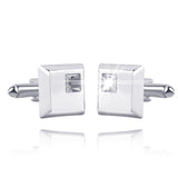 A Pair High Quality Trendy Silver Square Cufflinks Classic Men Luxury Blue White Crystal Cuff Links Button French Shirt Cufflink