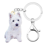 Bonsny Acrylic Sweet West Highland White Terrier Key Chains Keychain Rings Animal Pet Jewelry For Women Teens Girl Decoration