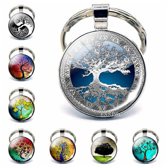 Tree of Life keychain Art Photo Jewelry Keychain Women Fashion Car Key Chain Rings Tree of Life Pendant Valentines Gifts