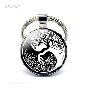 Tree of Life keychain Art Photo Jewelry Keychain Women Fashion Car Key Chain Rings Tree of Life Pendant Valentines Gifts