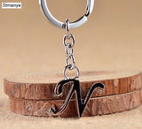 NEW DIY A-Z Letters key Chain For Men Silver Metal Keychain Women Car Key Ring Simple Letter Name Key Holder Party Gift Jewelry