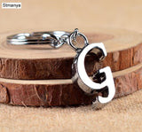 NEW DIY A-Z Letters key Chain For Men Silver Metal Keychain Women Car Key Ring Simple Letter Name Key Holder Party Gift Jewelry