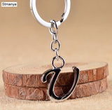 NEW DIY A-Z Letters key Chain For Men Silver Metal Keychain Women Car Key Ring Simple Letter Name Key Holder Party Gift Jewelry