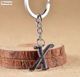 NEW DIY A-Z Letters key Chain For Men Silver Metal Keychain Women Car Key Ring Simple Letter Name Key Holder Party Gift Jewelry