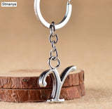NEW DIY A-Z Letters key Chain For Men Silver Metal Keychain Women Car Key Ring Simple Letter Name Key Holder Party Gift Jewelry
