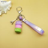Women Cake Key chain fashion nice cute French pastries Keychain bag charm car Key Ring wedding Party gift Jewelry 17278