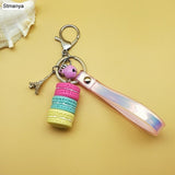 Women Cake Key chain fashion nice cute French pastries Keychain bag charm car Key Ring wedding Party gift Jewelry 17278