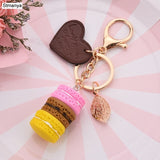 Women Cake Key chain fashion nice cute French pastries Keychain bag charm car Key Ring wedding Party gift Jewelry 17278