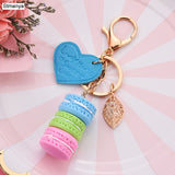 Women Cake Key chain fashion nice cute French pastries Keychain bag charm car Key Ring wedding Party gift Jewelry 17278