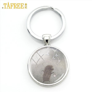 TAFREE Hedgehog In The Fog Cartoon Photo Keychain for men women Handmade Fashion брелок key chain ring holder jewelry H230