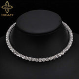 TREAZY Bridal Fashion Crystal Rhinestone Choker Necklace Women Wedding Accessories Silver Chain Chokers Jewelry Collier Femme