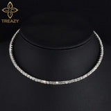 TREAZY Bridal Fashion Crystal Rhinestone Choker Necklace Women Wedding Accessories Silver Chain Chokers Jewelry Collier Femme