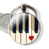 Guitar Music Glass Pendant Guitar Keychain Key Ring Musical Instrument Jewelry Music Lover Teacher Student Gift