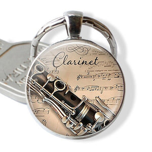 Guitar Music Glass Pendant Guitar Keychain Key Ring Musical Instrument Jewelry Music Lover Teacher Student Gift