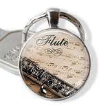 Guitar Music Glass Pendant Guitar Keychain Key Ring Musical Instrument Jewelry Music Lover Teacher Student Gift