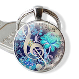 Guitar Music Glass Pendant Guitar Keychain Key Ring Musical Instrument Jewelry Music Lover Teacher Student Gift
