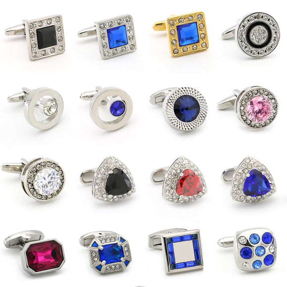 Free Shipping Crystal Cufflinks 28 Stone Designs Hotsale Copper Material Cuff Links Whoelsale&retail