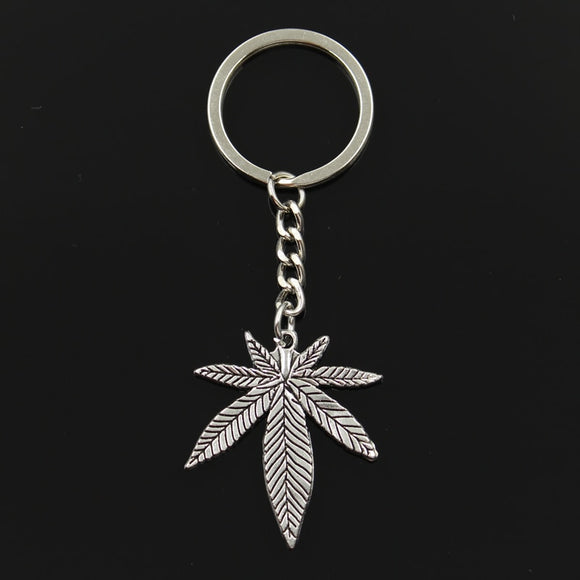 Fashion 30mm Key Ring Metal Key Chain Keychain Jewelry Antique Silver Bronze Plated maple leaves 39x34mm Pendant